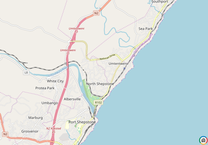 Map location of Umtentweni